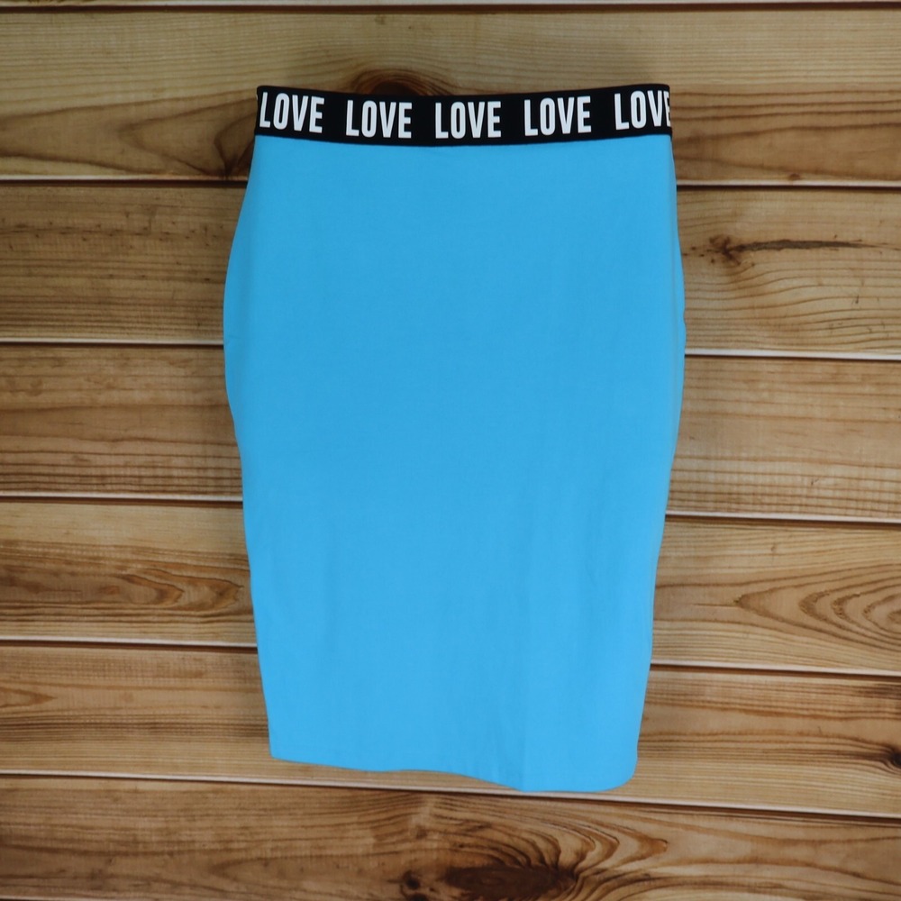 New York &‎ Company Midi Pencil Skirt Womens Size L Blue Stretch Elastic Waist